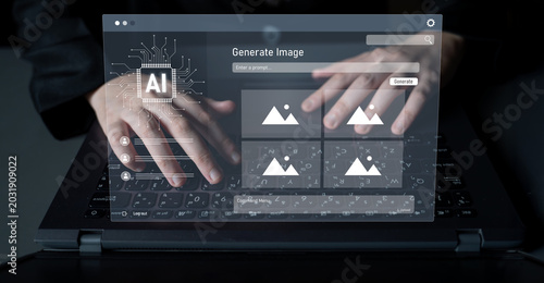 Schilderij op canvas AI image generator interface enables image, AI, and generator process by convert