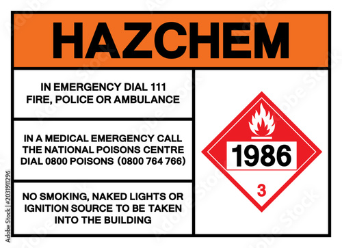 Photography Hazard Chemical Denatured Alcohol NOS UN1986 Symbol Sign, Vector Illustration, Isolate On White Background, Label