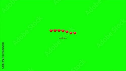 Bouncing Red Hearts Loading Bar Animation, Romantic Progress Indicator, Valentine's Day Interface, Digital Love Heartbeat, Chroma Key Green Screen, Social Media Asset 4k video