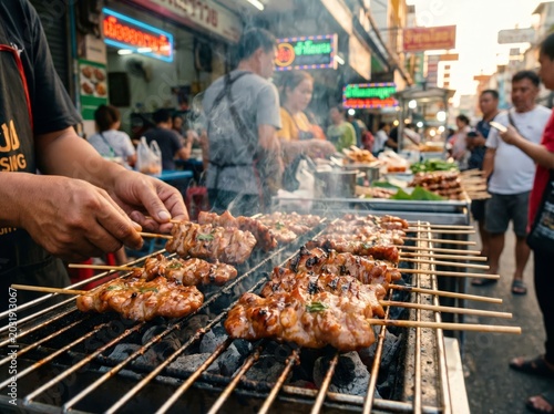 Thai street food grilled pork