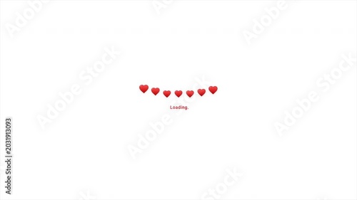 Bouncing Red Hearts Progress Bar Animation, Love Themed Loading Screen, Heart-Shaped Status Indicator, Romantic Buffer, White Black and Green Screen Background 4k video