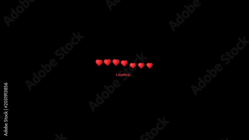 Bouncing Red Hearts Loading Bar Animation, Romantic Progress Indicator, Valentine's Day UI Element, Heartbeat Buffer Loop, Social Media Graphics 4k video