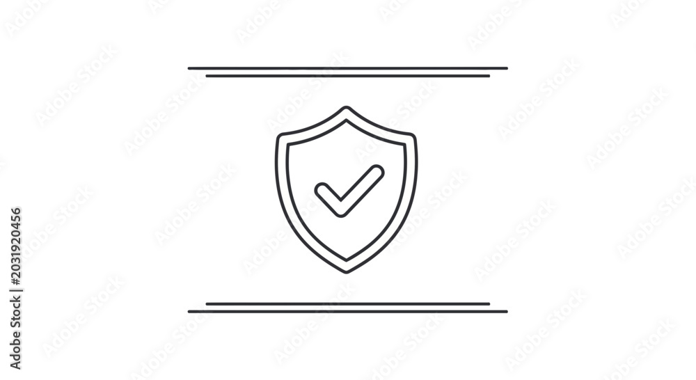 Fototapeta premium Shield with Check Mark Icon, Security and Protection Symbol, Guarantee and Success Concept