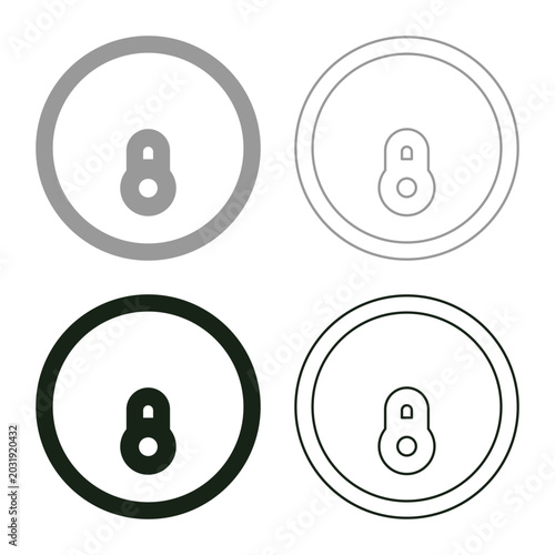 Lid can of aluminum beverage food view top set icon grey black color vector illustration image solid fill outline contour line thin flat style