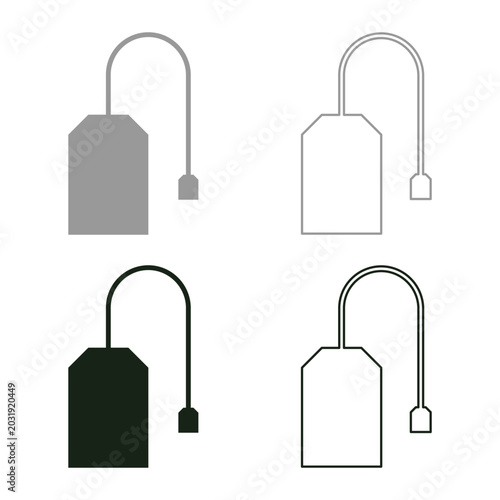 Quadro em tela Tea bag for hot beverage set icon grey black color vector illustration image sol