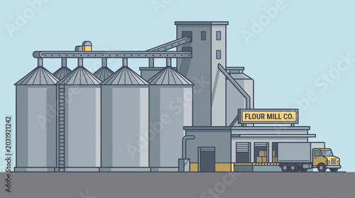 Quadro su tela Large Scale Flour Mill Silo Facility