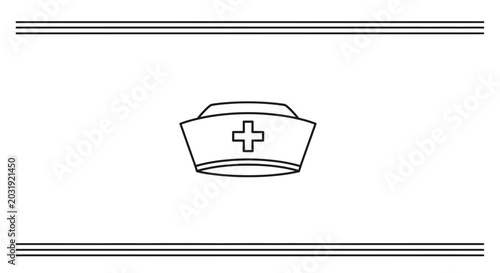 Nurse Cap Icon with Medical Cross Symbol