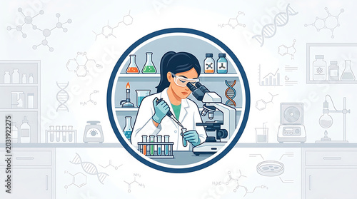 Scientist working in laboratory with microscope