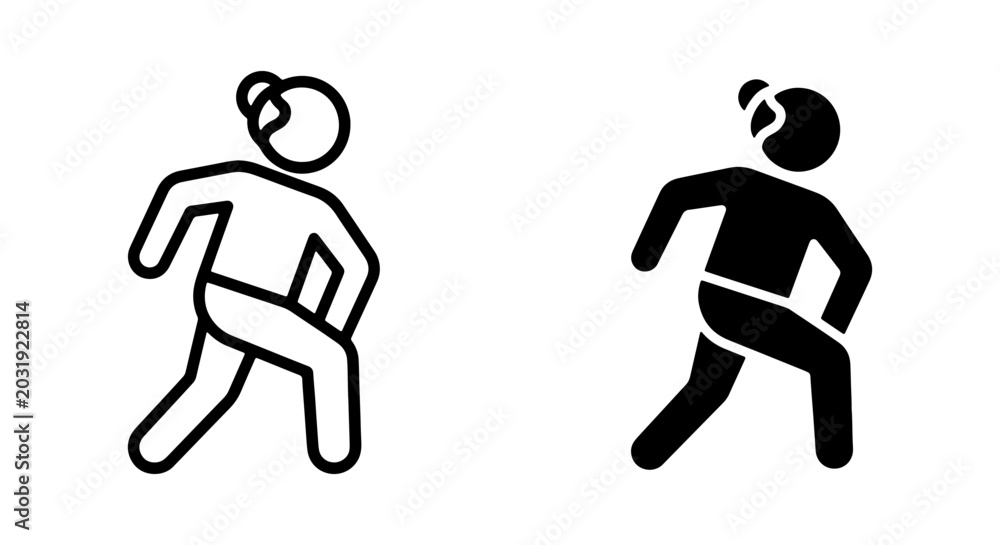 Fototapeta premium Woman Dancing Icon Set, Silhouette and Outline, Dynamic Movement, Fitness and Activity Graphics