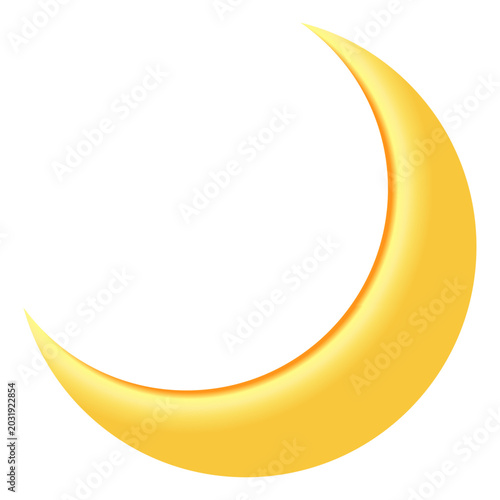 Crescent moon emoji, vector illustration isolated on transparent background.