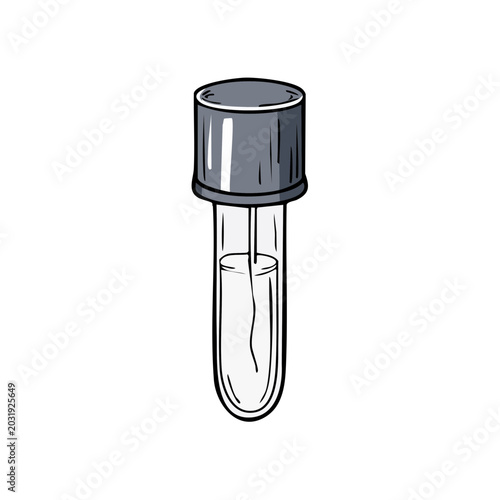 Laboratory glass tube with stopper and wire for scientific research and sample collection
