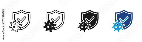 Virus Block icon set multiple style collection