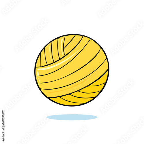 Vibrant yellow yarn ball with shadow casting a playful vibe for crafting and hobbies