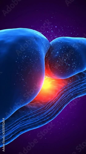 Vibrant Representation Of The Human Liver Highlighting Anatomical Features With Glowing Elements And Aesthetic Purple Background For Medical And Health Concepts