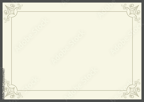 Horizontal frame, vintage pattern, Happy New Year card elements.