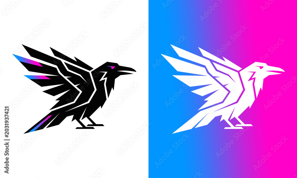 Fototapeta premium Stylized raven mascot logo de...