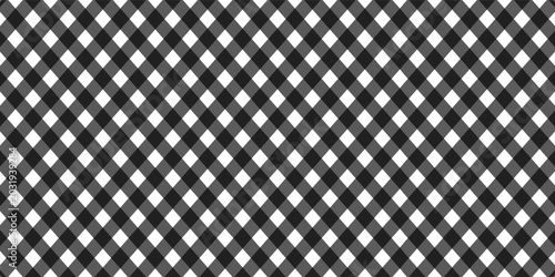 Quadro su tela Black white checkerboard check diagonal seamless background