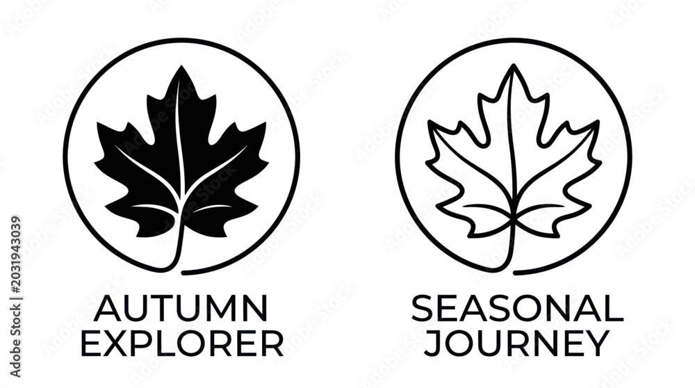 Fototapeta premium Autumn Maple Leaf Badge Set