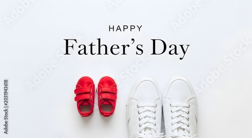 red shoes on a white background with fathers day text