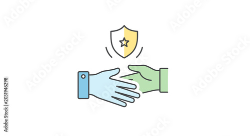 Bild auf Leinwand Handshake with shield protection agreement.