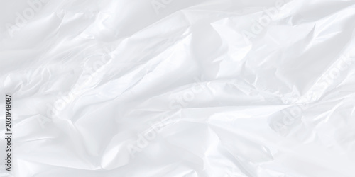 Tableau sur toile Crumpled plastic style white paper texture background with creases and folds