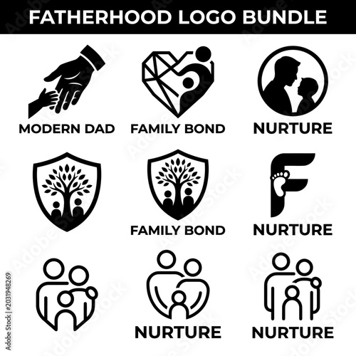 Photos Black and white fatherhood logo icons.