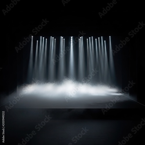 Dramatic stage lighting effects creating abstract shapes and patterns