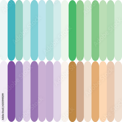 Pastel color palette swatches set. Soft vertical rounded stripe templates in mint, purple, beige, and blue