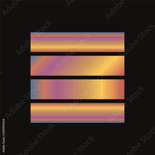 Abstract Neon Sunset Gradient Bars Background with Futuristic Holographic Glow