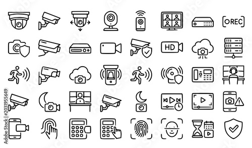 Konstfotografi CCTV icon set surveillance camera security system vector illustration
‎