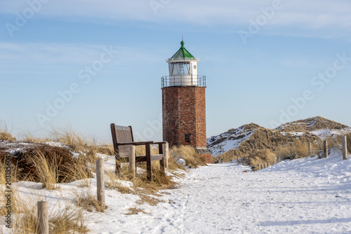 Foto Leuchtturm Kampen-Ost im Schnee