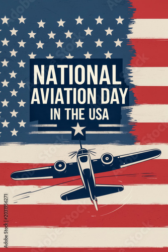 Banner poster postcard national aircraft aviation day of United States of America AI Generative