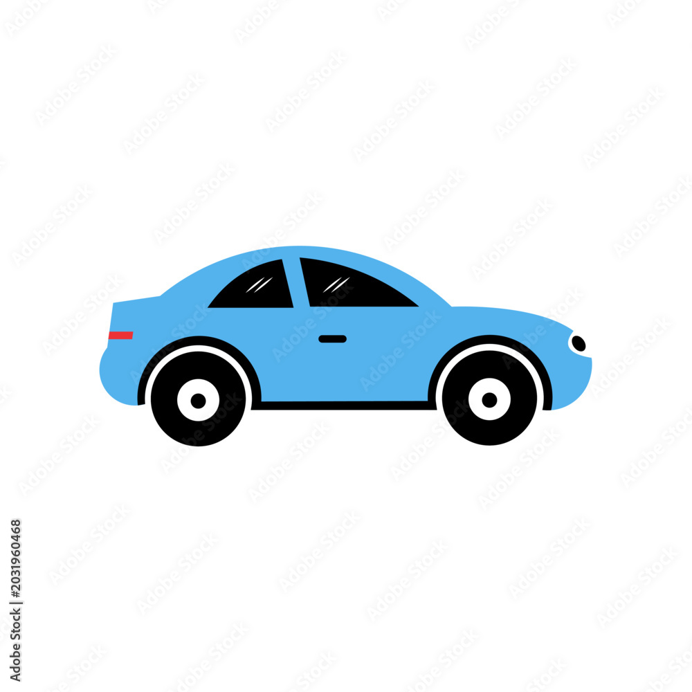 Fototapeta premium blue car illustration with white background