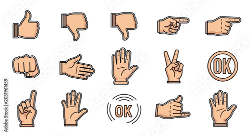 Foto Hand gestures icons signs symbols.