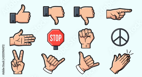 Tableau sur toile Hands making various gestures and signs.