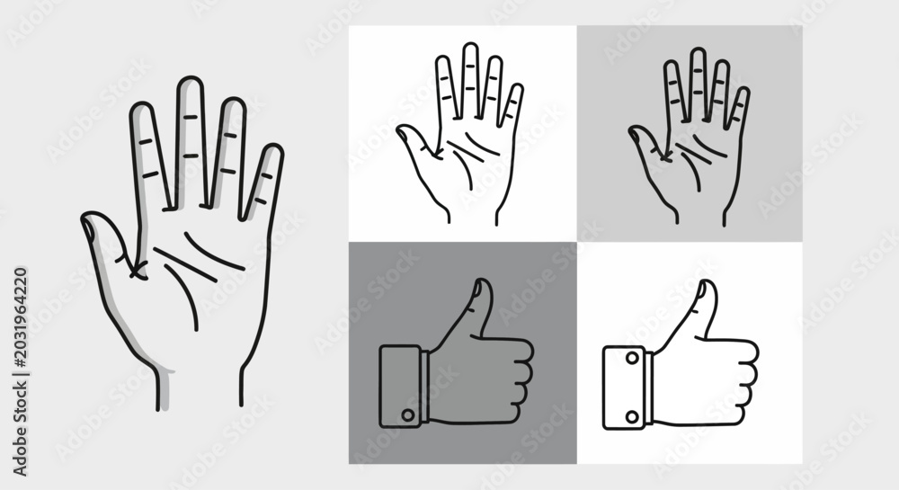 Fototapeta premium Hand gestures and thumbs up signs.