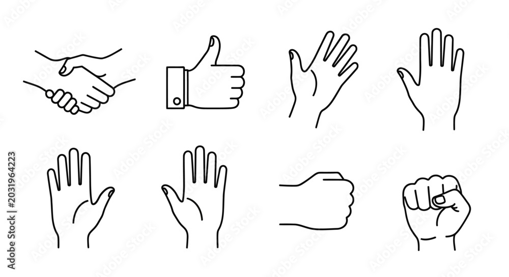 Fototapeta premium Hands in various gestures and positions.