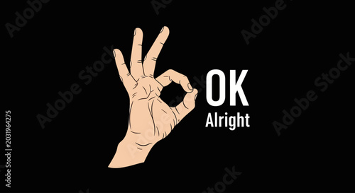 Schilderij op canvas Hand making OK sign gesture.