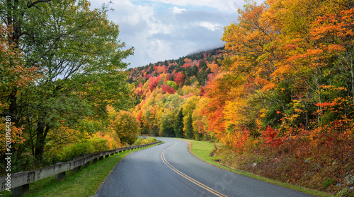 Scenic autumn drive on the Blue Ridge Parkway on Grandfather Mountain - North Carolina