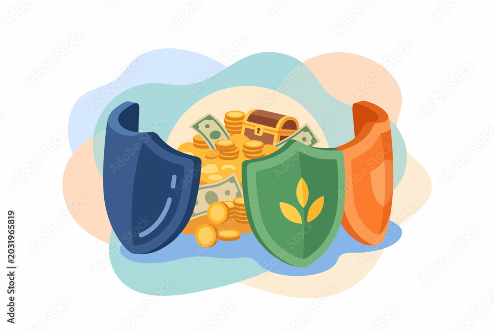 Fototapeta premium Financial Security Shield Concept Illustration