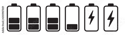 Canvas Print Battery charge level indicator icon set