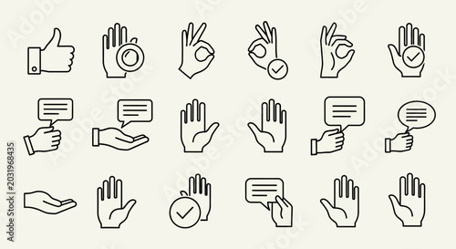 Foto Hand gestures and thumbs icons.