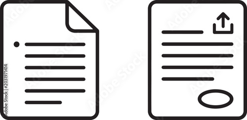Fotografía Art & Illustration, Minimalist Document File and Upload Outline Icons