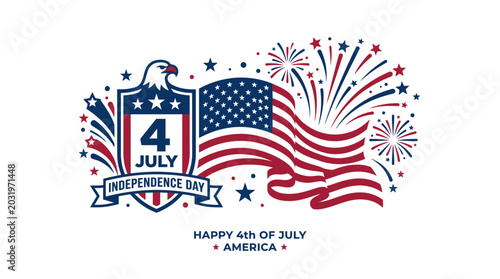 Patriotic eagle shield emblem for Independence Day celebration.