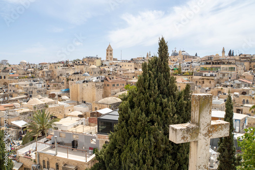 Cuadro en lienzo Jerusalem Old City as seen from Austrian Hospice