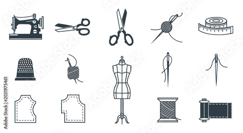 Foto Sewing and Tailoring Icon Set