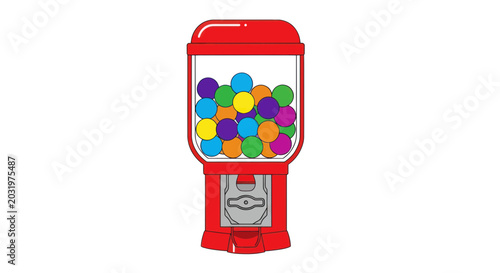 Bilde på lerret Colorful Gumball Machine Filled with Candy Balls on White Background