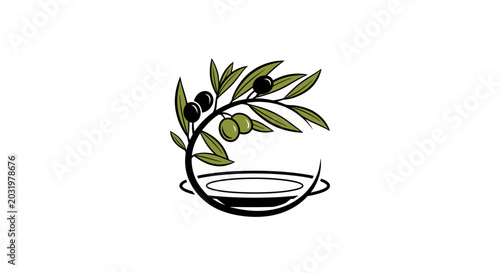 Elegant Olive Branch Symbolizing Nature And Culinary Delights With Sophistication