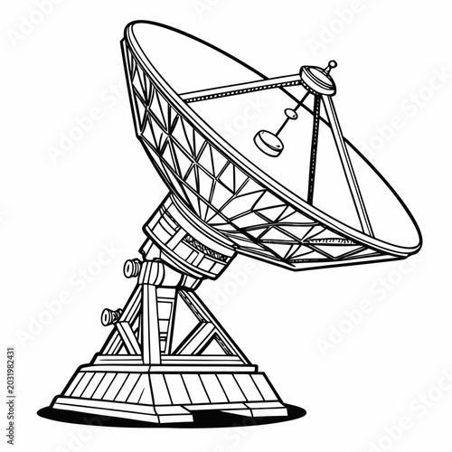 Foto Detailed vector illustration of a radio telescope with a parabolic dish showcasi