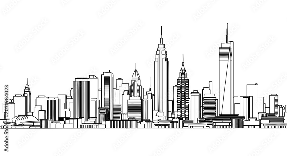 Obraz premium New york city skyline silhouette vector illustration